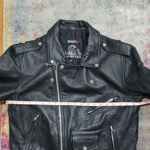Vintage Leather King Motorcycle Jacket in Black Size M or 6/8 - Picture 12 of 16